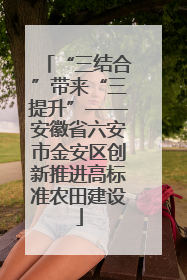 “三结合”带来“三提升”——安徽省六安市金安区创新推进高标准农田建设