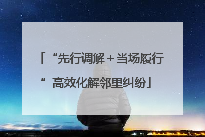 “先行调解＋当场履行”高效化解邻里纠纷