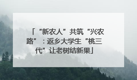 “新农人”共筑“兴农路”：返乡大学生“桃三代”让老树结新果