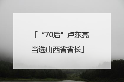 “70后”卢东亮当选山西省省长