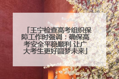 王宁检查高考组织保障工作时强调：确保高考安全平稳顺利 让广大考生更好圆梦未来