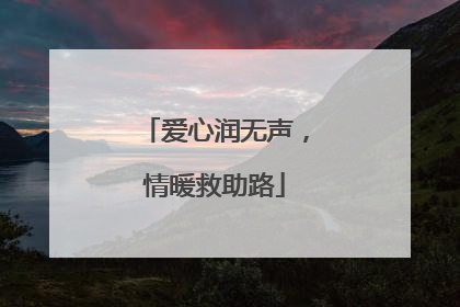 爱心润无声，情暖救助路