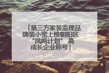 第三方家装监理品牌装小蜜上榜朝阳区 “凤鸣计划” 高成长企业称号