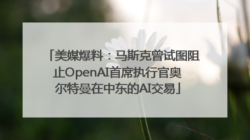 美媒爆料：马斯克曾试图阻止OpenAI首席执行官奥尔特曼在中东的AI交易