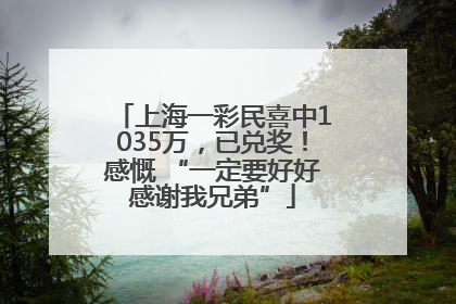 上海一彩民喜中1035万，已兑奖！感慨 “一定要好好感谢我兄弟”