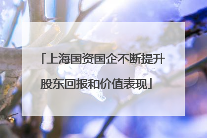 上海国资国企不断提升股东回报和价值表现