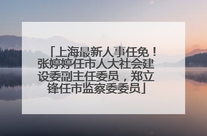上海最新人事任免！张婷婷任市人大社会建设委副主任委员，郑立锋任市监察委委员