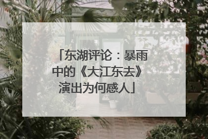 东湖评论：暴雨中的《大江东去》演出为何感人