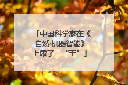 中国科学家在《自然·机器智能》上露了一“手”