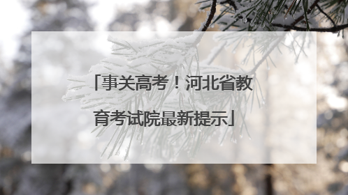 事关高考！河北省教育考试院最新提示