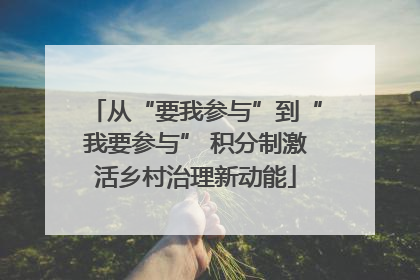 从“要我参与”到“我要参与” 积分制激活乡村治理新动能