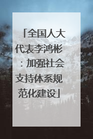 全国人大代表李鸿彬：加强社会支持体系规范化建设