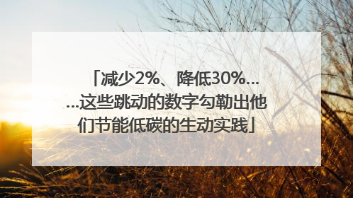 减少2%、降低30%……这些跳动的数字勾勒出他们节能低碳的生动实践