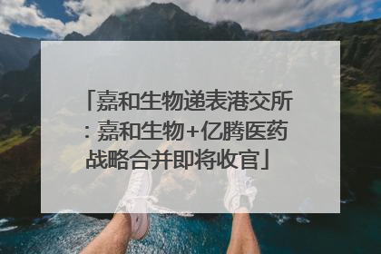 嘉和生物递表港交所：嘉和生物+亿腾医药战略合并即将收官
