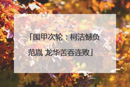 围甲次轮：柯洁憾负范胤 龙华苦吞连败