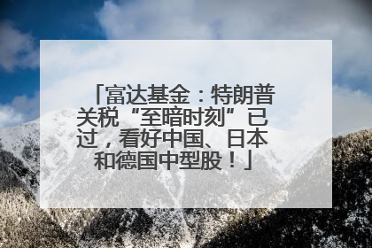 富达基金：特朗普关税“至暗时刻”已过，看好中国、日本和德国中型股！