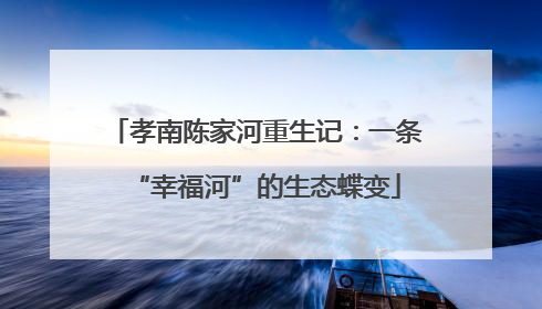 孝南陈家河重生记：一条“幸福河”的生态蝶变