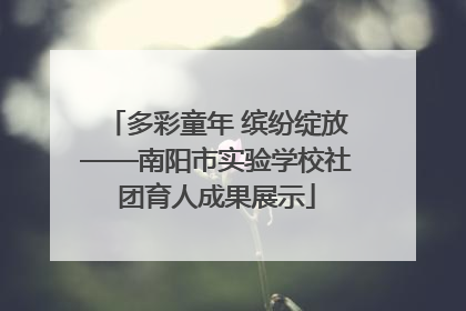 多彩童年 缤纷绽放——南阳市实验学校社团育人成果展示