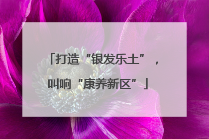 打造“银发乐土”，叫响“康养新区”