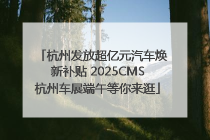杭州发放超亿元汽车焕新补贴 2025CMS杭州车展端午等你来逛