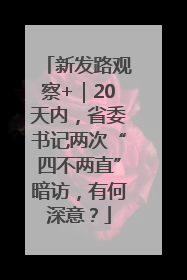 新发路观察+｜20天内，省委书记两次“四不两直”暗访，有何深意？