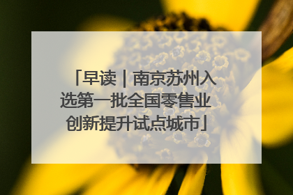 早读｜南京苏州入选第一批全国零售业创新提升试点城市