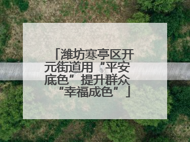 潍坊寒亭区开元街道用“平安底色”提升群众“幸福成色”
