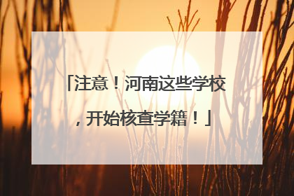 注意！河南这些学校，开始核查学籍！