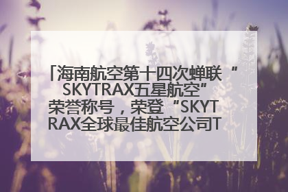 海南航空第十四次蝉联“SKYTRAX五星航空”荣誉称号，荣登“SKYTRAX全球最佳航空公司TOP10”榜单