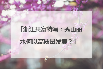浙江共富特写：秀山丽水何以高质量发展？