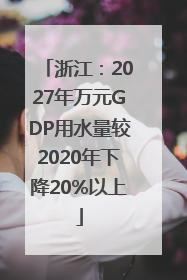 浙江：2027年万元GDP用水量较2020年下降20%以上