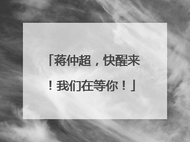 蒋仲超，快醒来！我们在等你！