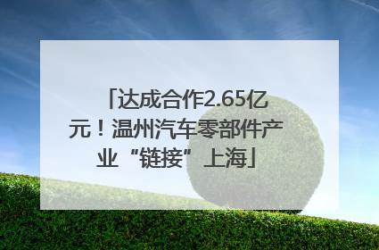 达成合作2.65亿元！温州汽车零部件产业“链接”上海