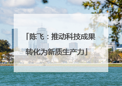 陈飞：推动科技成果转化为新质生产力