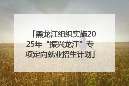 黑龙江组织实施2025年“振兴龙江”专项定向就业招生计划