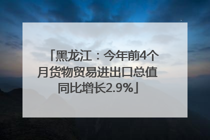 黑龙江：今年前4个月货物贸易进出口总值同比增长2.9%