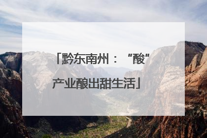 黔东南州：“酸”产业酿出甜生活