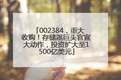 002384，重大收购！存储器巨头官宣大动作，投资扩大至1500亿美元